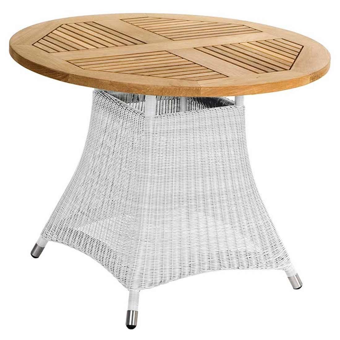 Hagebord Yachtclub Loomus polyrotting og teak Ø100 cm forfra