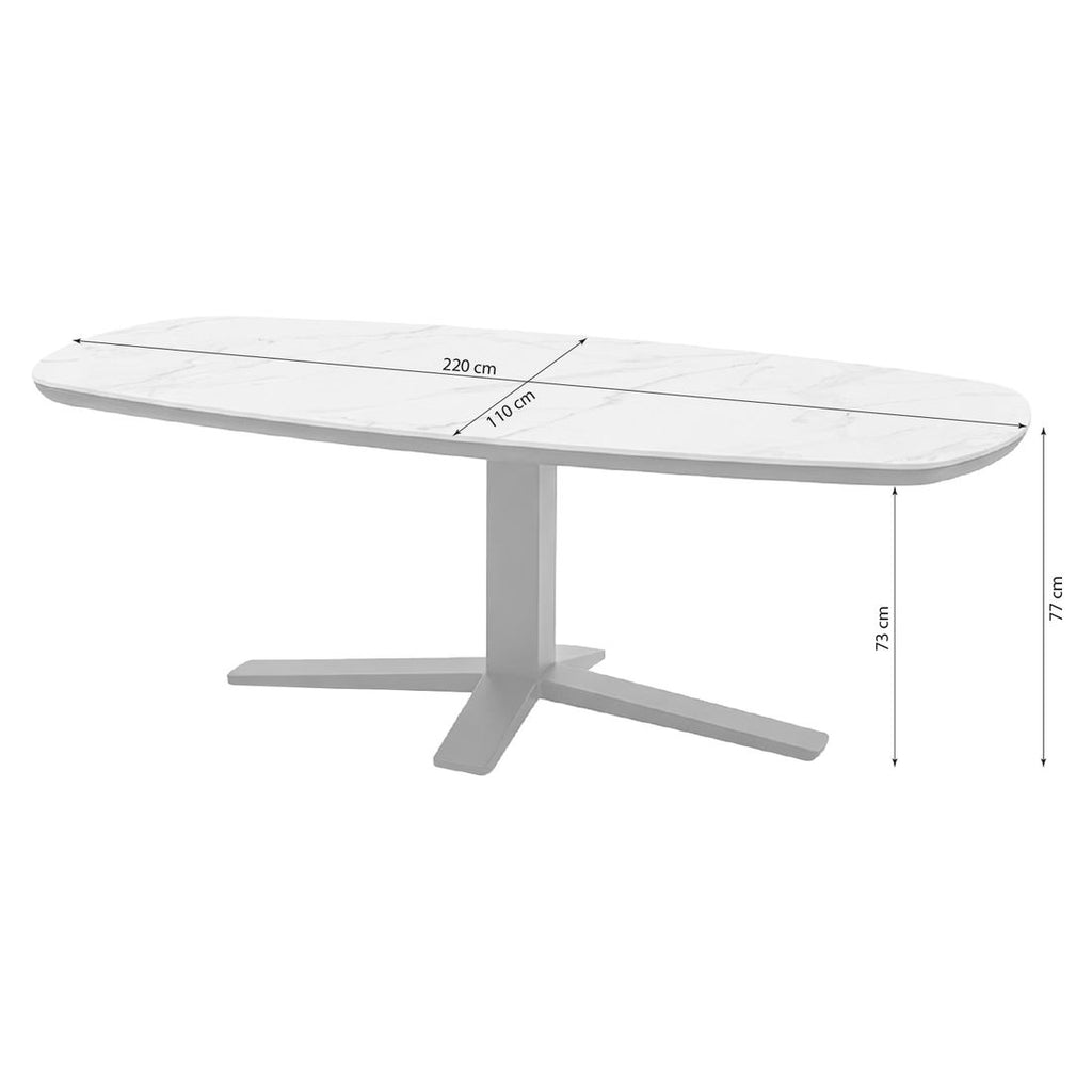 Montert Hagebord Zanzibar aluminium og sinterstone 220x110 cm i uterom