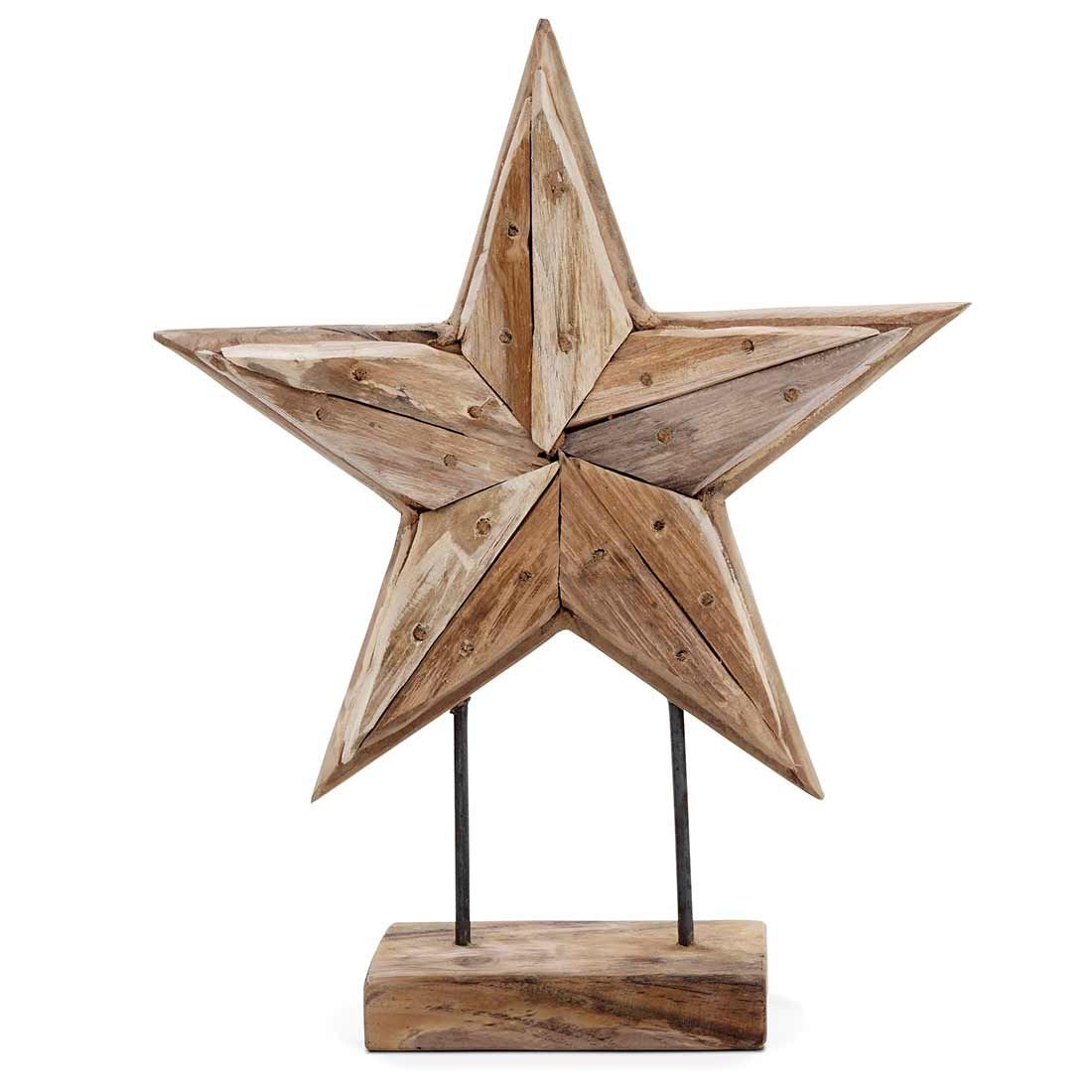Hagedekorasjon stjerne i teak 24x8x30 cm - OUTLIV forfra