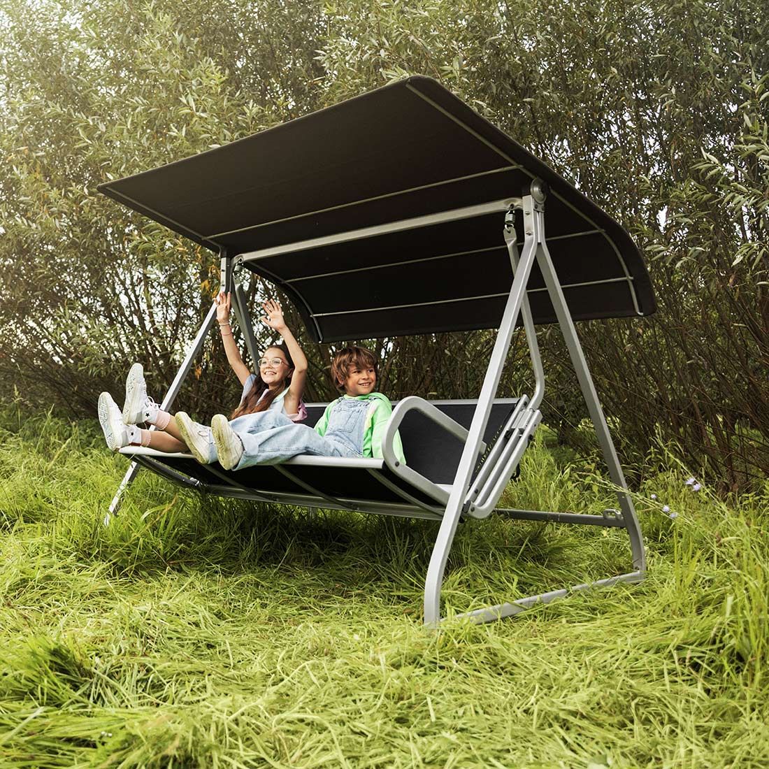 Hagehuske Paradiso aluminium/textilen 228 cm bakside