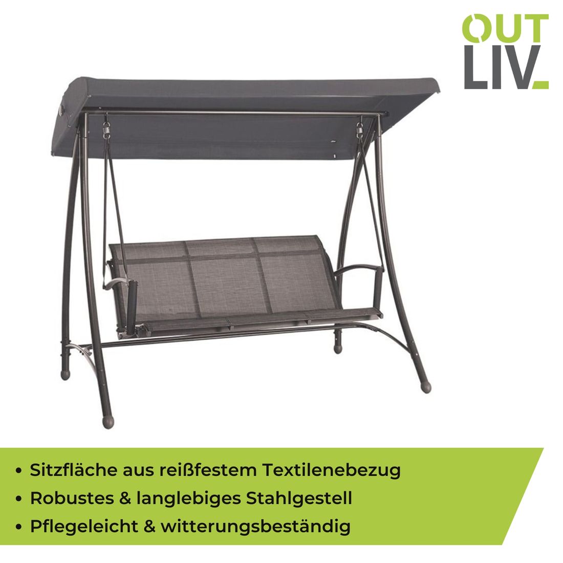 Hagehuske Rubens stål/textilen 205 cm - OUTLIV bakside