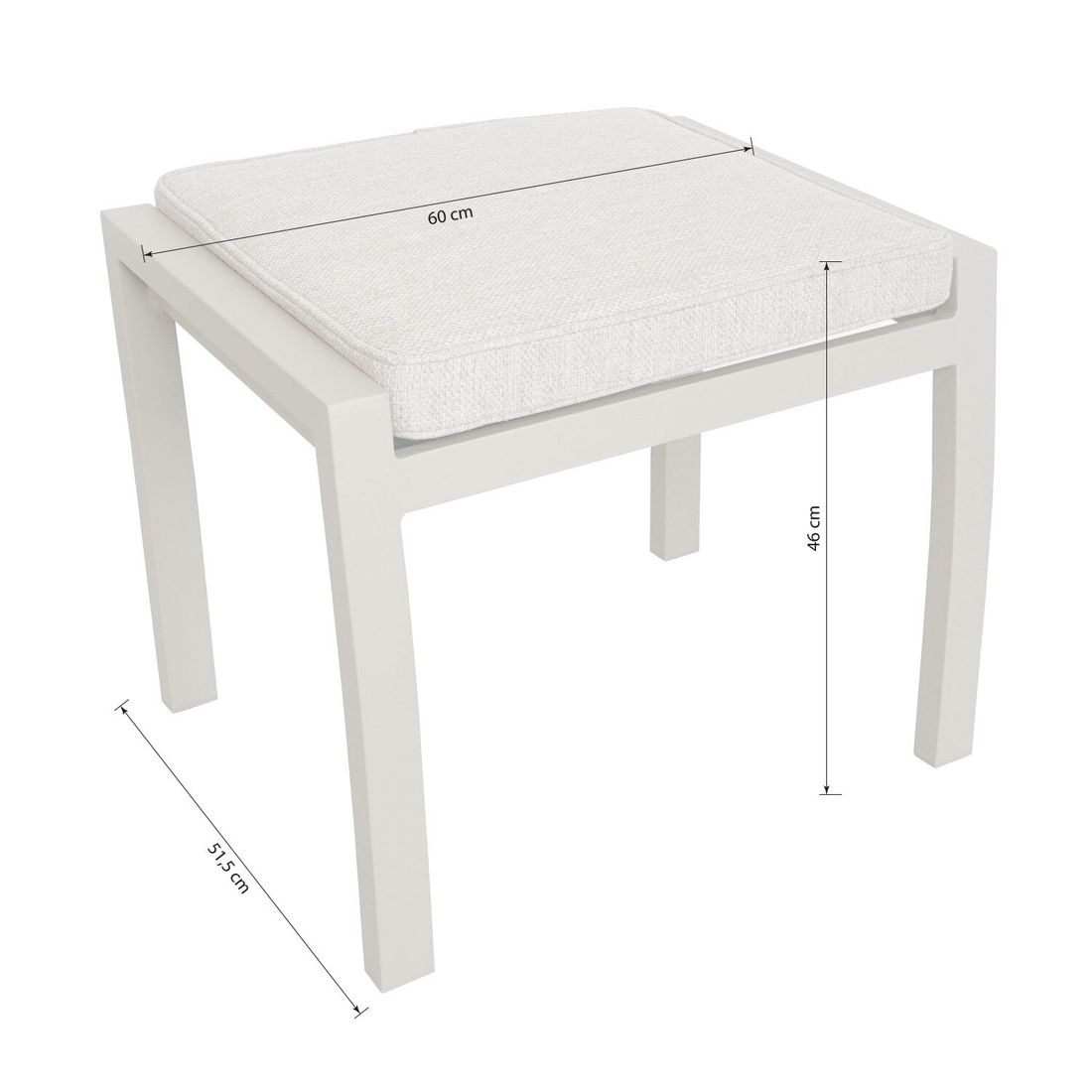 Hagekrakk Bondino aluminium med sittepute 60 cm bakside