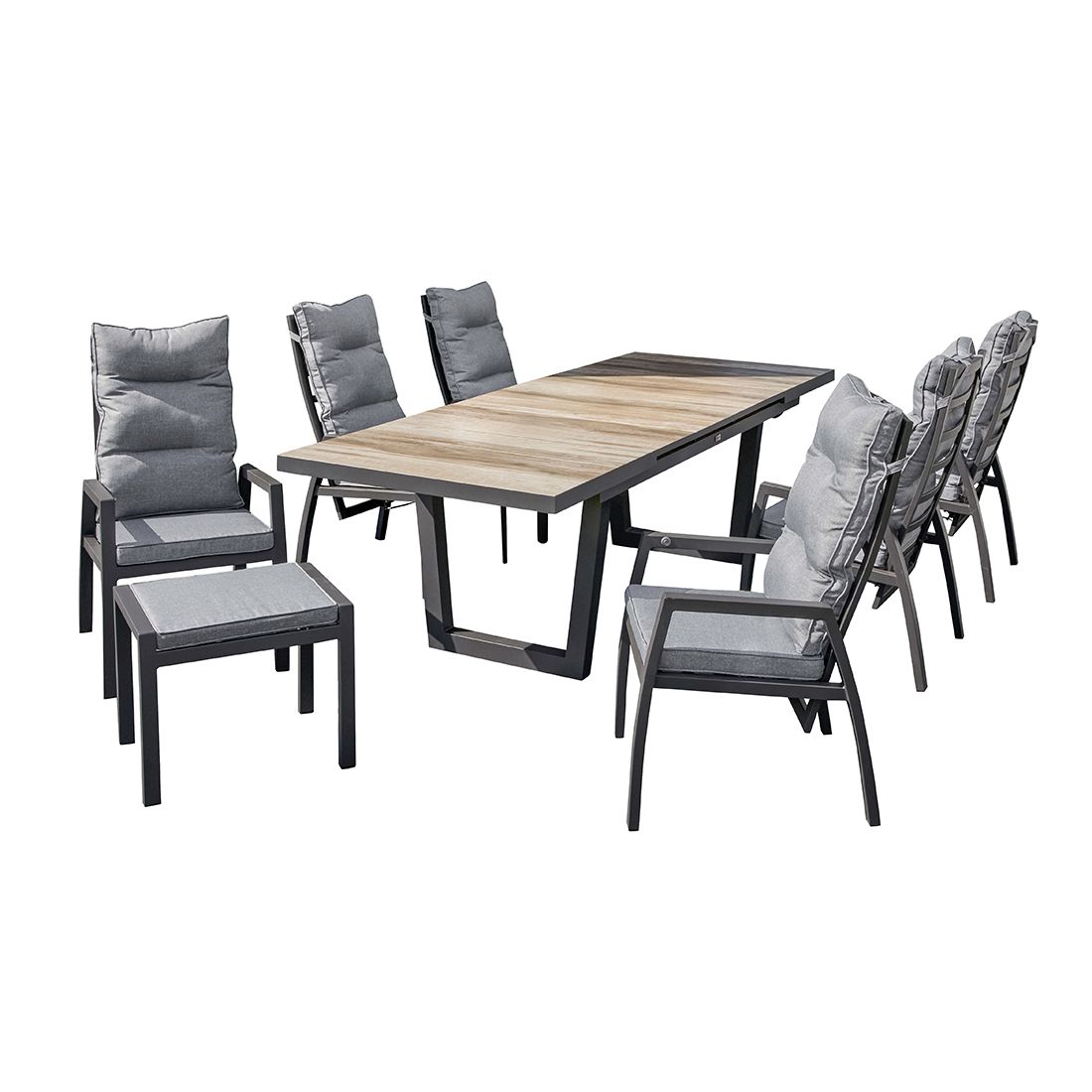 Montert Hagekrakk Bondino II aluminium med sittepute 60 cm på terrasse
