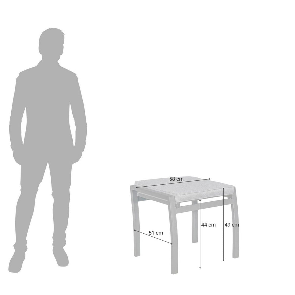 Detaljbilde av pute på Hagekrakk Perth aluminium med sittepute