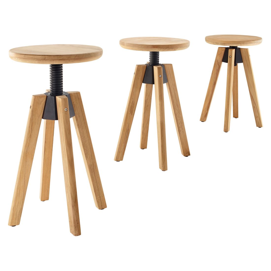 Hagekrakk Spindle teak dreibar Ø37 cm visning av firebensstativ