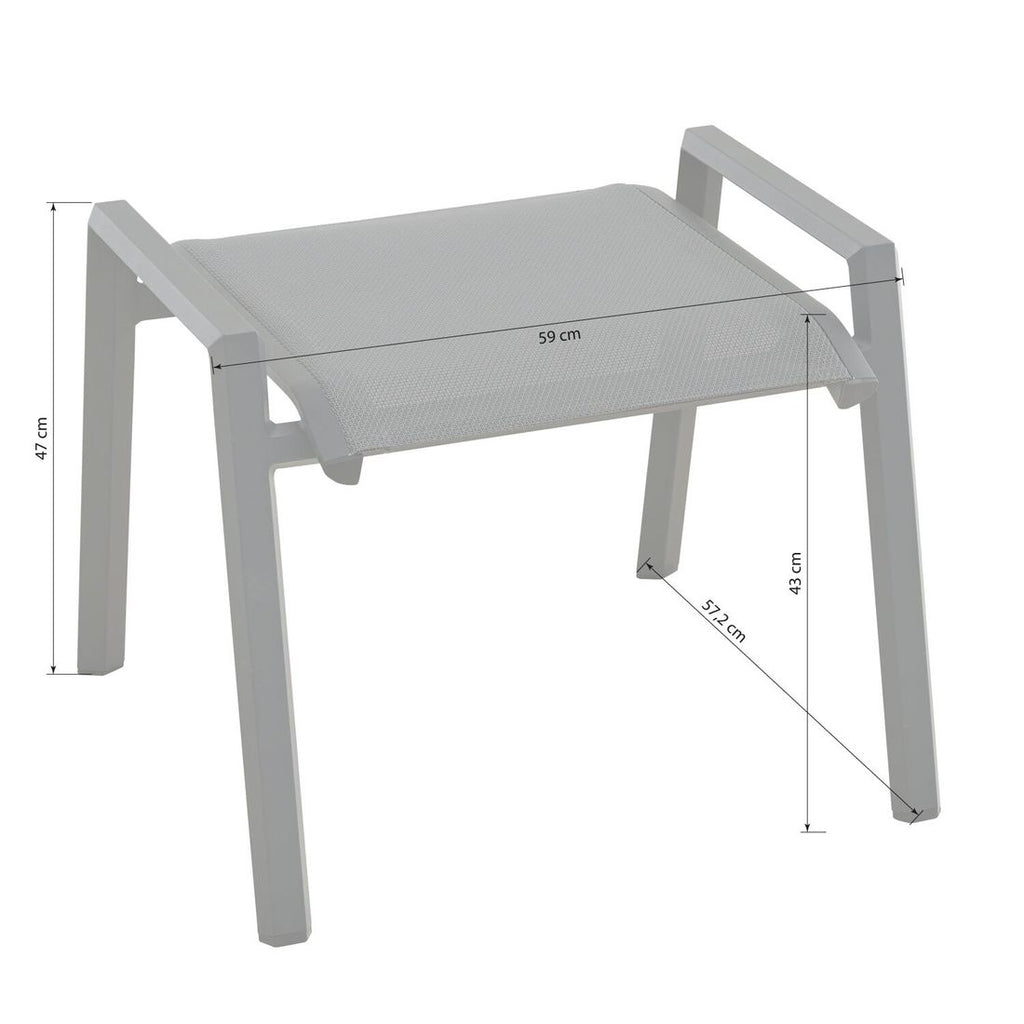 Detalj av sitteflate på Hagekrakk Tauro aluminium/textilen stabelbar 59 cm