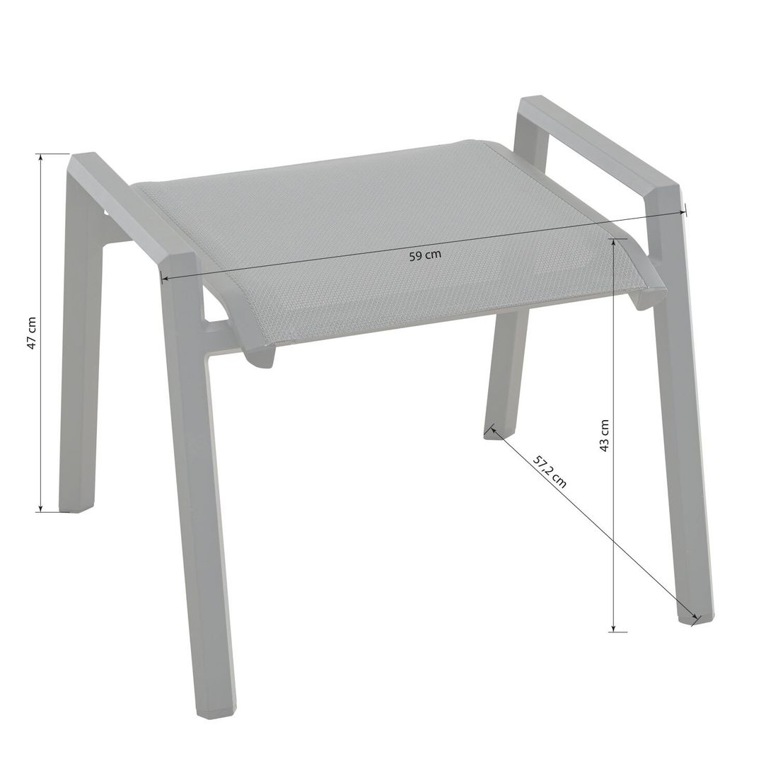 Detalj av sitteflate på Hagekrakk Tauro aluminium/textilen stabelbar 59 cm