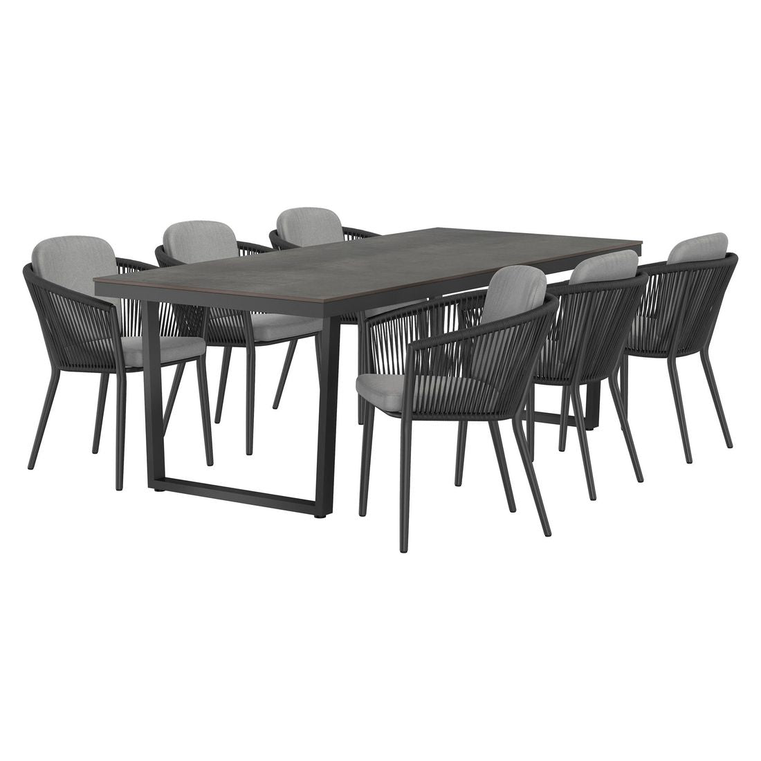 Hagemøbelsett Monet 6 plasser aluminium HPL sett bakside