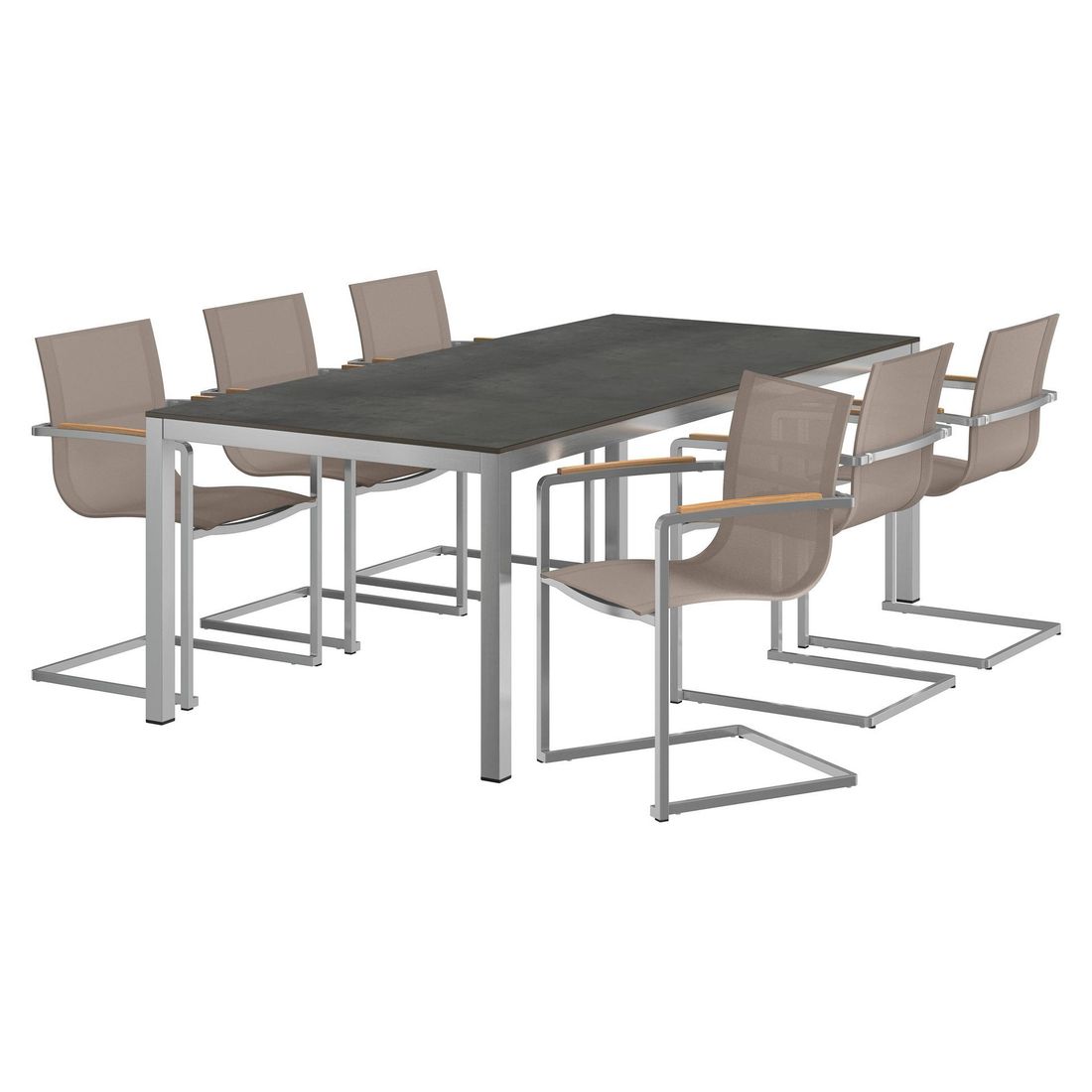 Hagemøbelsett Rimini 6 plasser taupe bakside