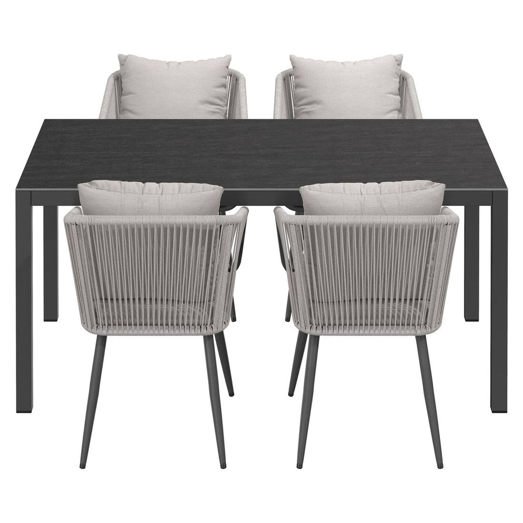 Hagemøbelsett Alex 4 plasser aluminium Dekton montert i hage