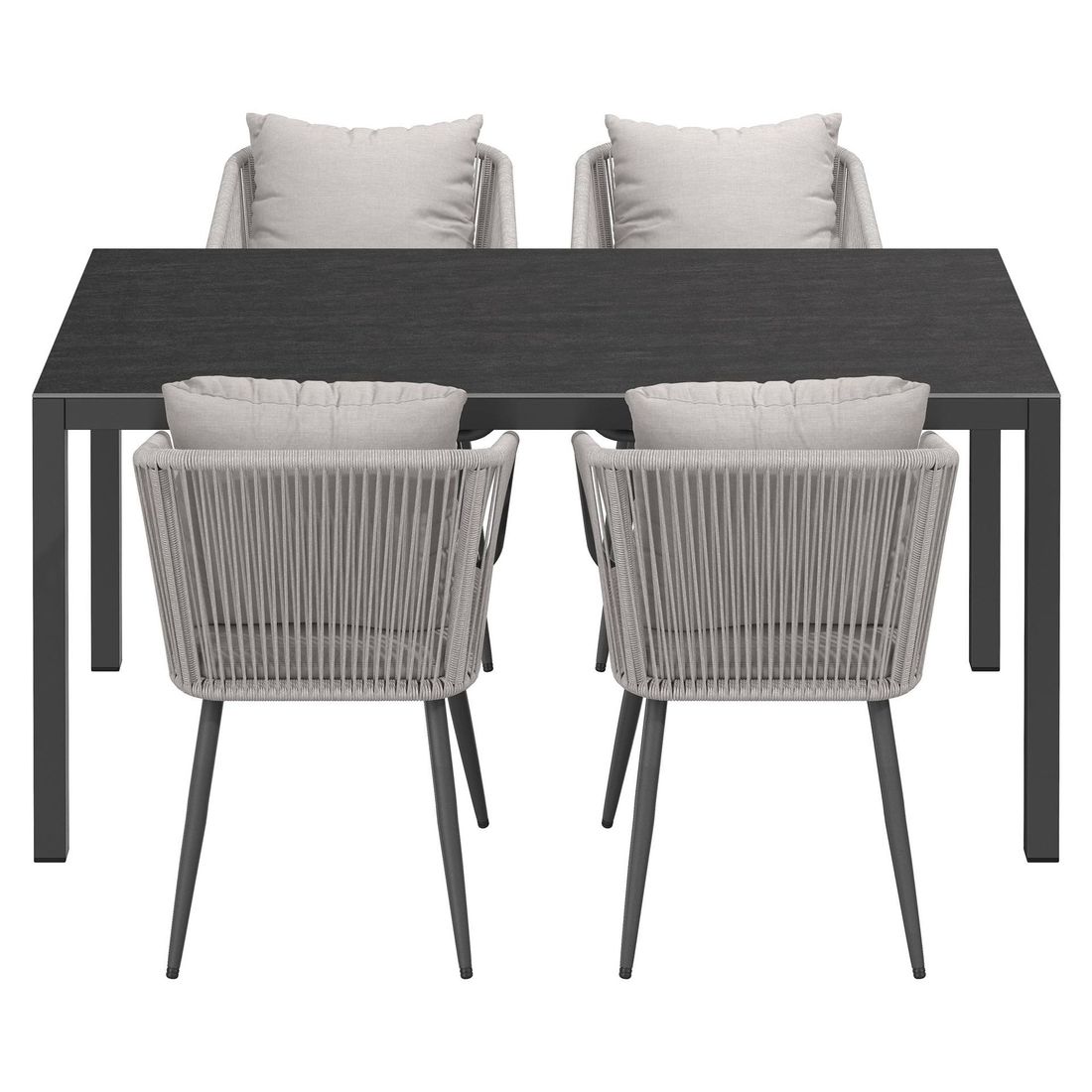 Hagemøbelsett Alex 4 plasser aluminium Dekton montert i hage