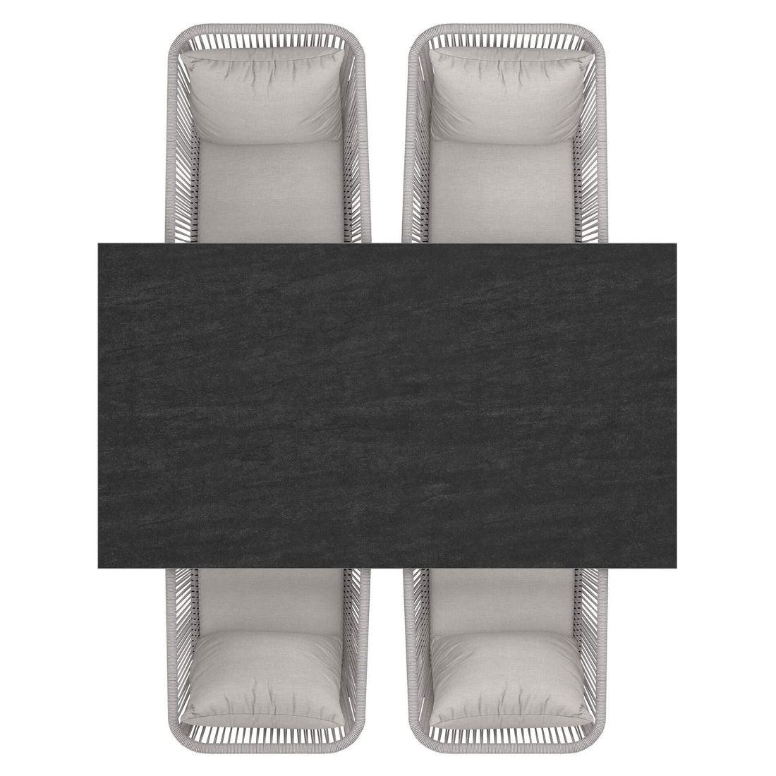 Hagemøbelsett Alex 4 plasser aluminium Dekton nærbilde rope