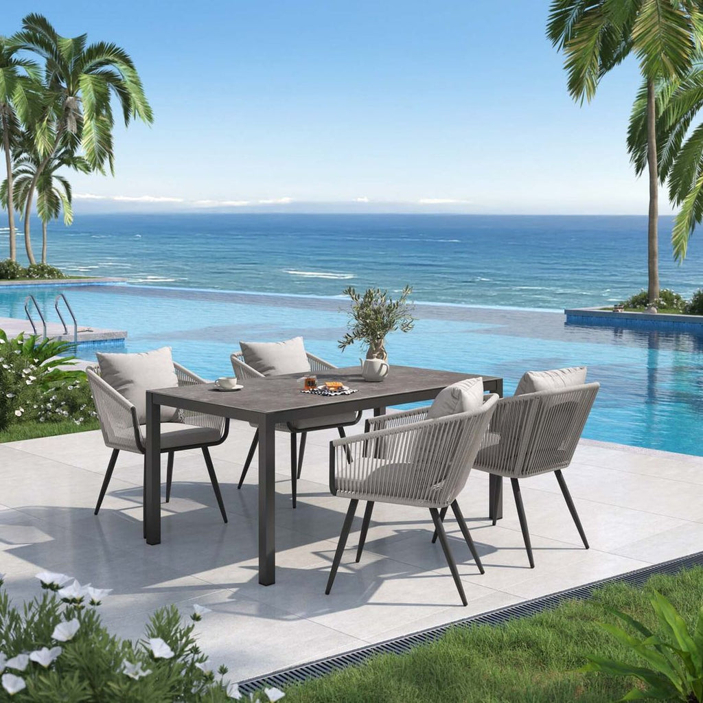 Hagemøbelsett Alex 4 plasser aluminium keramikk 160x90 cm - OUTLIV forfra