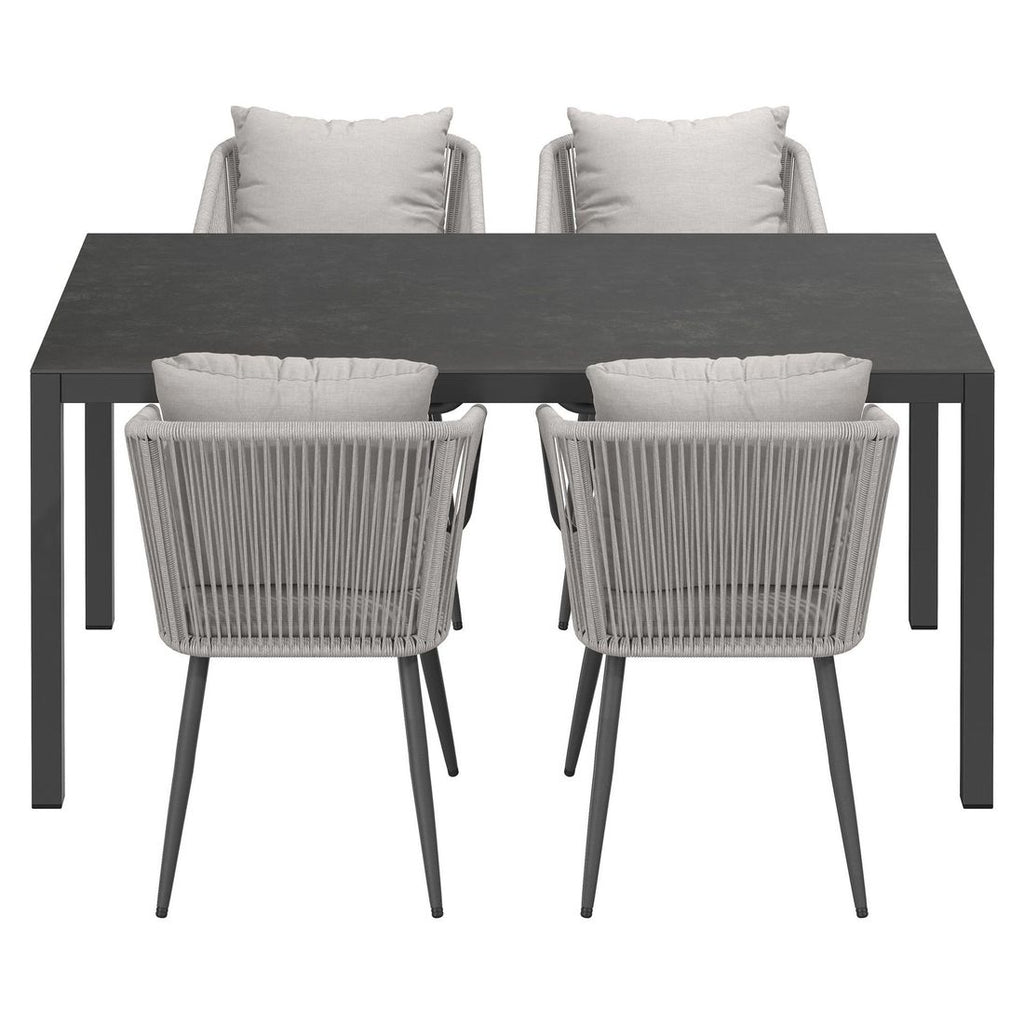 Hagemøbelsett Alex 4 plasser aluminium keramikk 160x90 cm - OUTLIV montert på terrasse