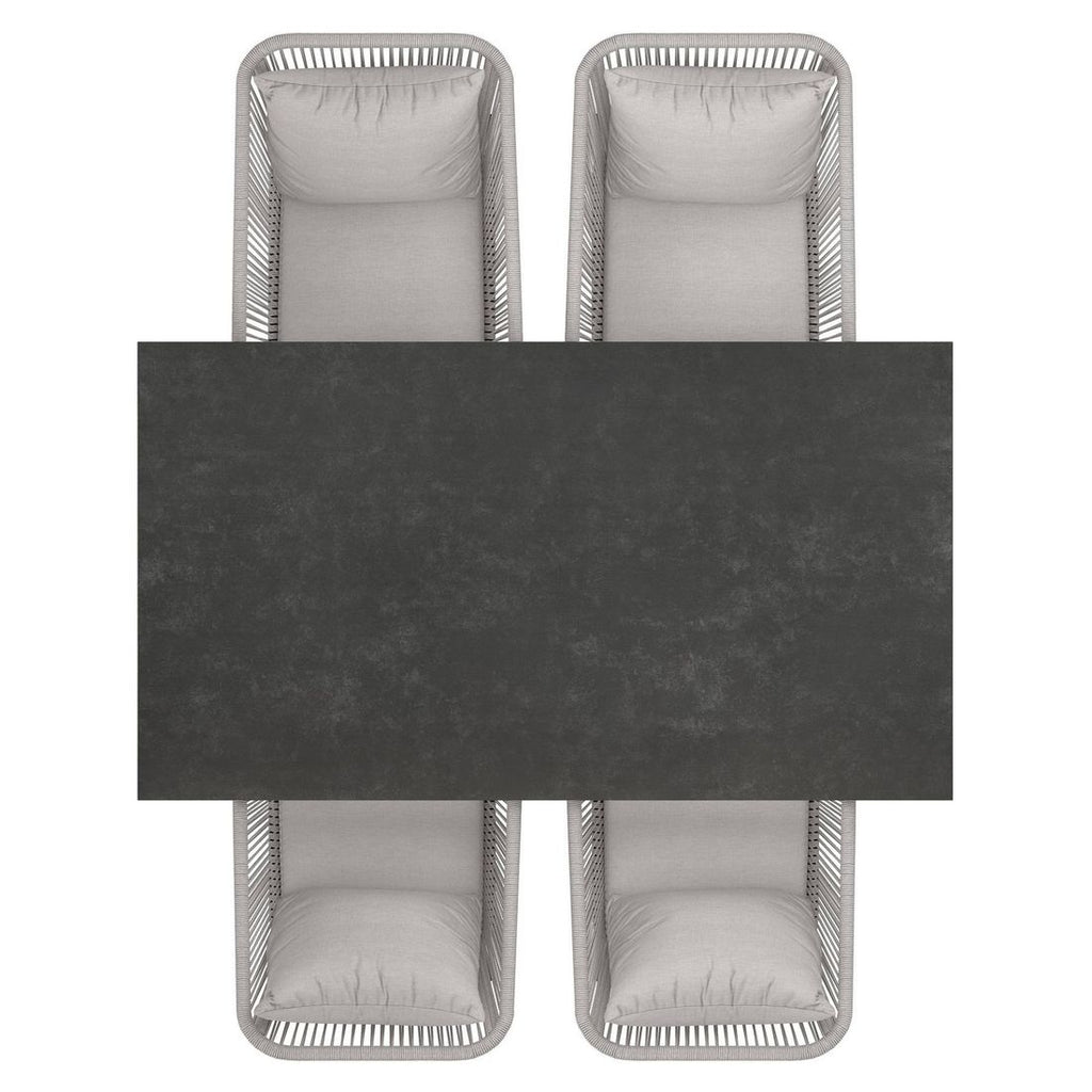 Nærbilde av tekstilseter på Hagemøbelsett Alex 4 plasser aluminium keramikk 160x90 cm - OUTLIV