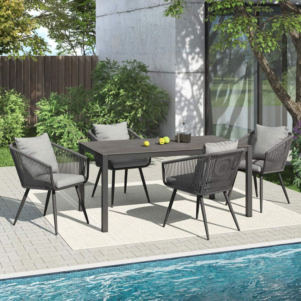 Hagemøbelsett Alex 4 plasser aluminium keramikk 160x90 cm - OUTLIV forfra