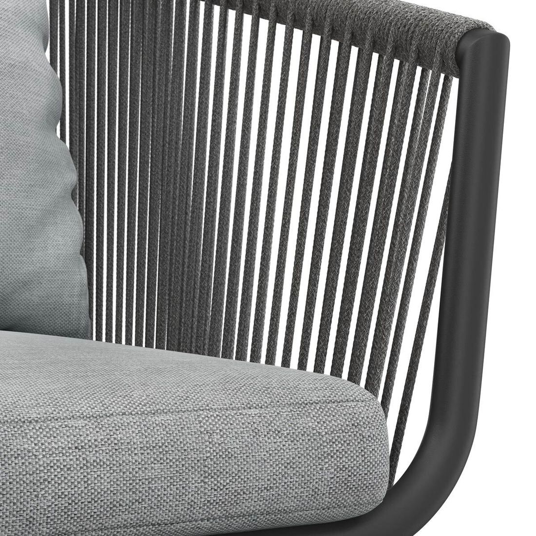 Nærbilde av tekstil i kunstfiber på Hagemøbelsett Alex 4 plasser aluminium keramikk 160x90 cm - OUTLIV
