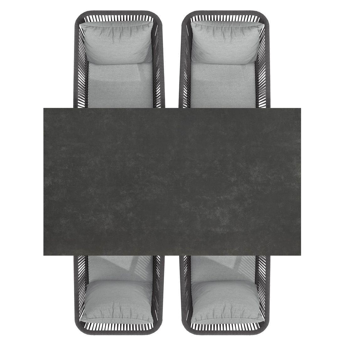 Montert Hagemøbelsett Alex 4 plasser aluminium keramikk 160x90 cm - OUTLIV på terrasse