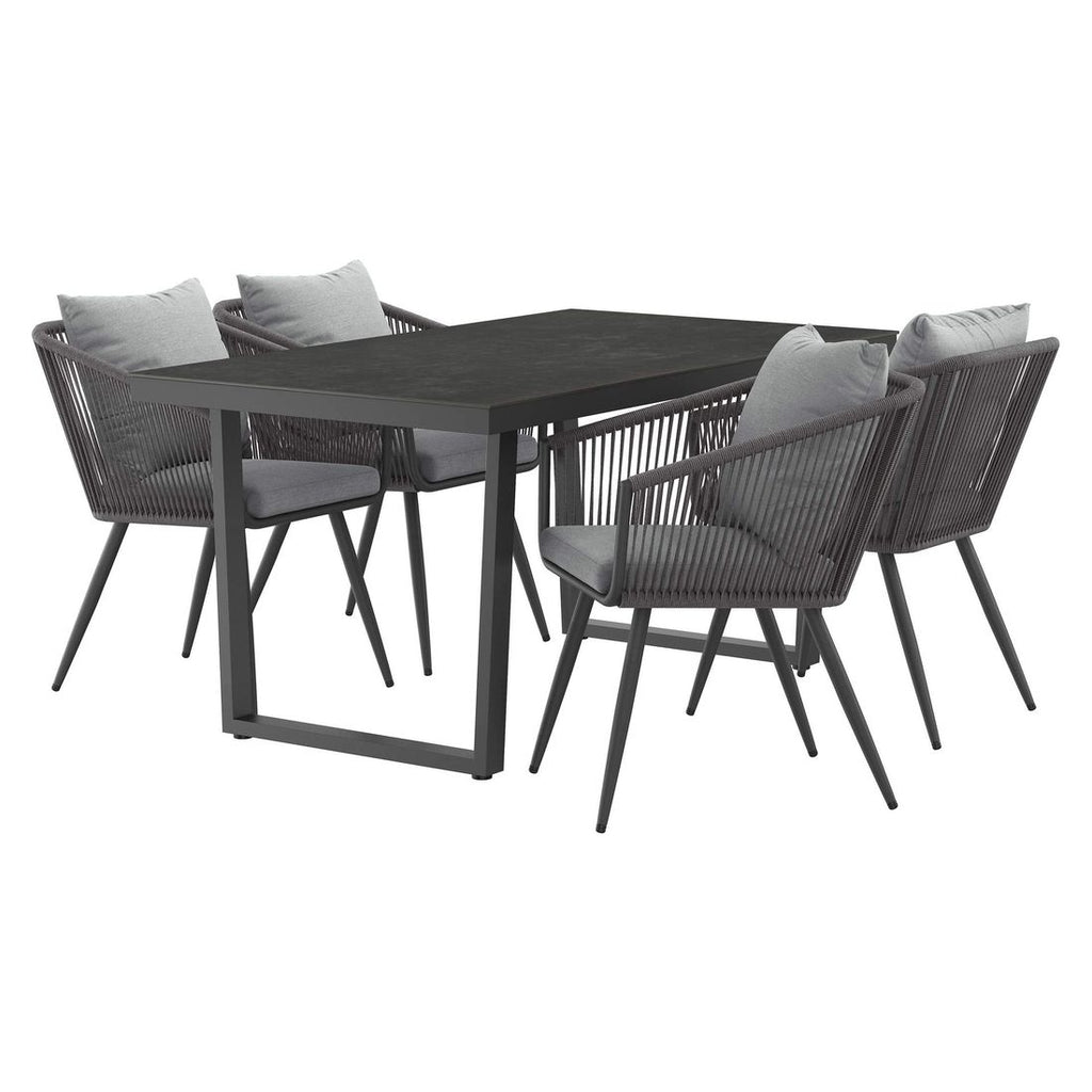Hagemøbelsett Alex 4 plasser aluminium og keramikk bakside