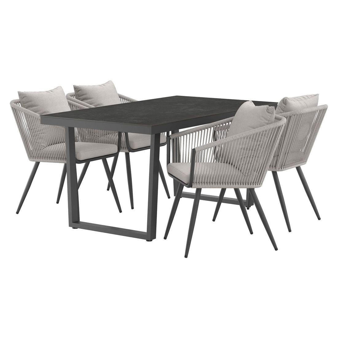 Hagemøbelsett Alex 4 plasser aluminium keramikk bakside