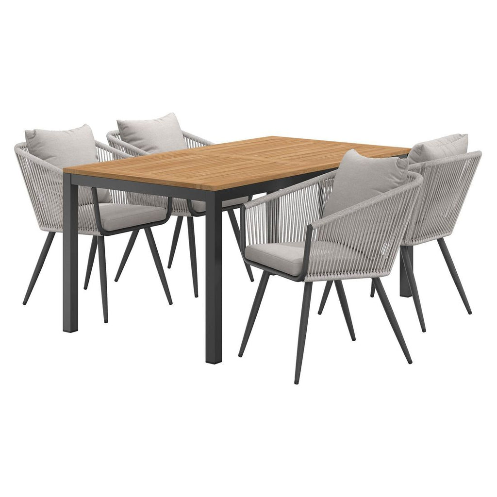 Hagemøbelsett Alex 4 plasser aluminium teak 160x90 cm - OUTLIV bakside