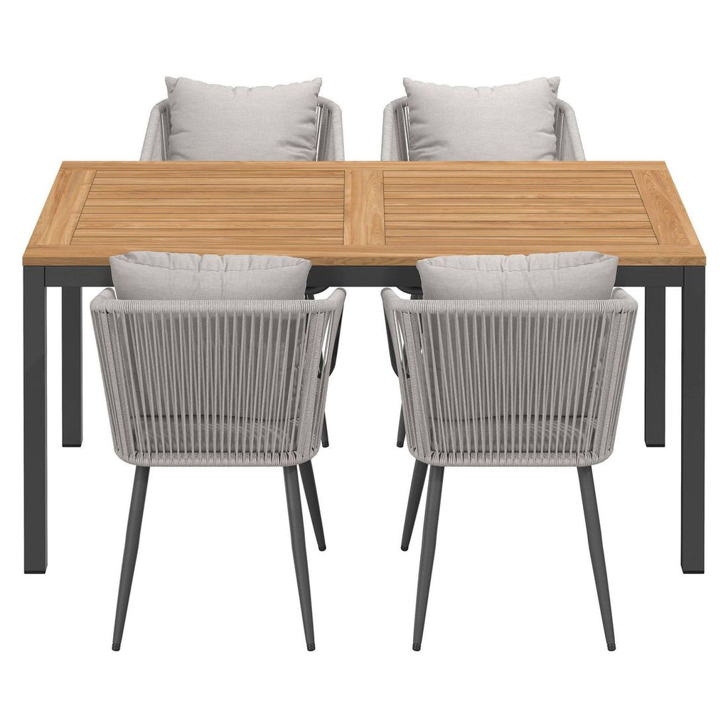 Nærbilde av tekstil og rope på Hagemøbelsett Alex 4 plasser aluminium teak 160x90 cm - OUTLIV
