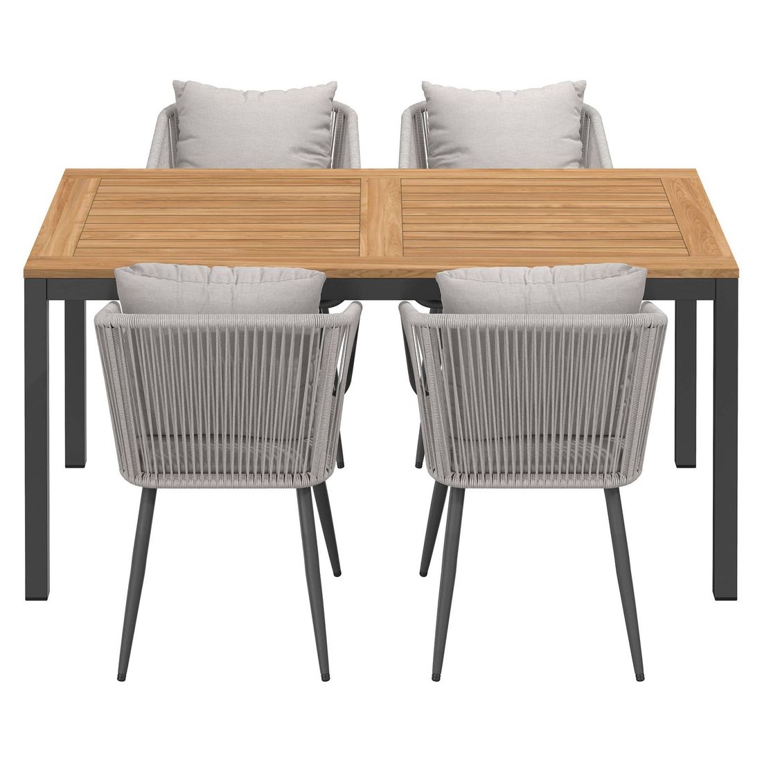 Nærbilde av tekstil og rope på Hagemøbelsett Alex 4 plasser aluminium teak 160x90 cm - OUTLIV