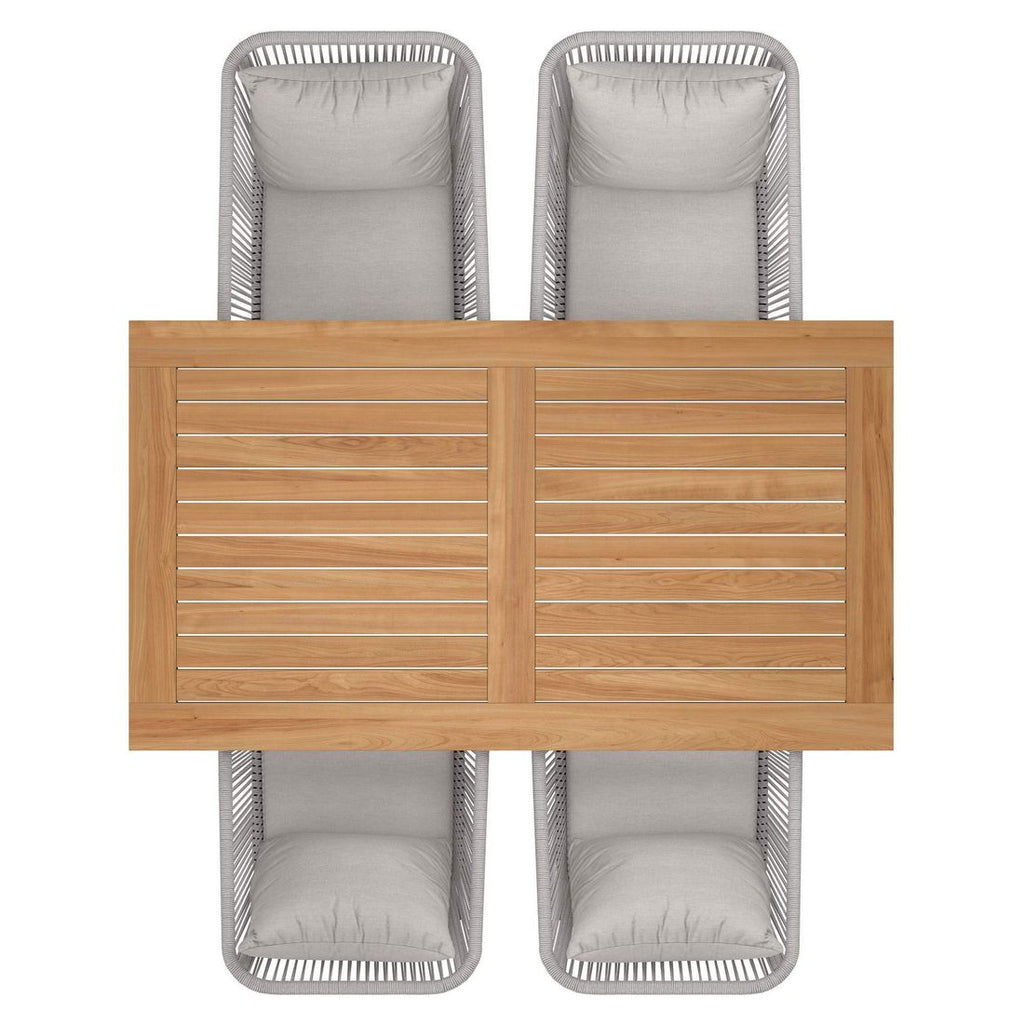 Montert Hagemøbelsett Alex 4 plasser aluminium teak 160x90 cm - OUTLIV på terrasse