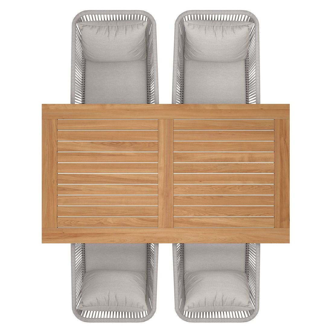 Montert Hagemøbelsett Alex 4 plasser aluminium teak 160x90 cm - OUTLIV på terrasse