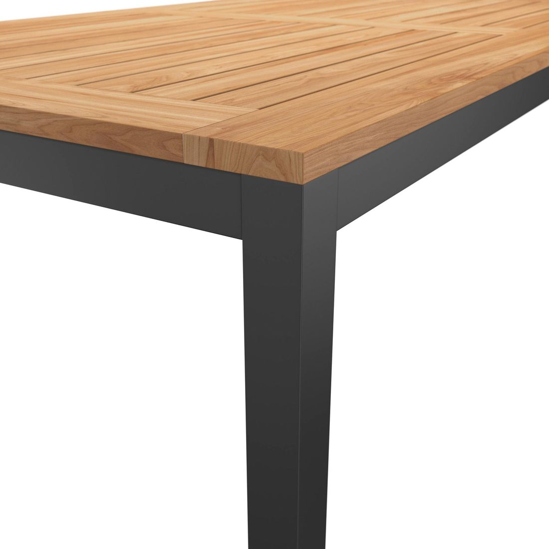 Hagemøbelsett Alex 4 plasser aluminium teak 160x90 cm - OUTLIV aluminiumsramme detalj