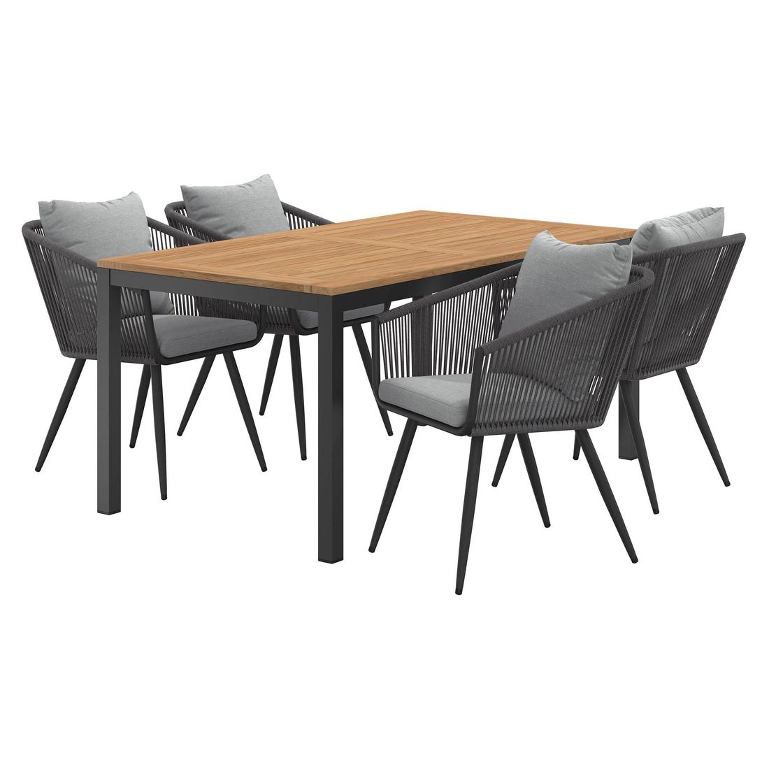 Hagemøbelsett Alex 4 plasser aluminium teak bakside