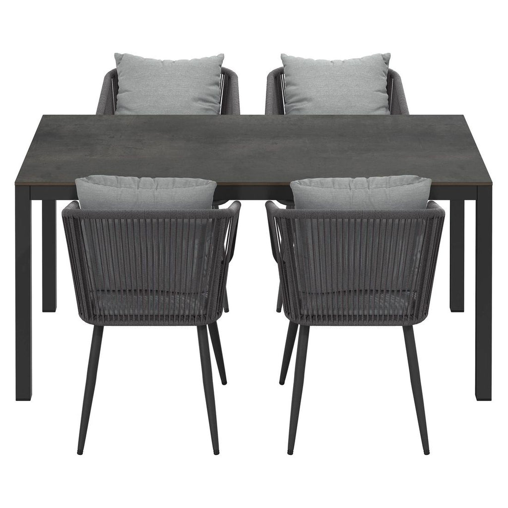 Hagemøbelsett Alex 4 plasser aluminium HPL bordplate detalj