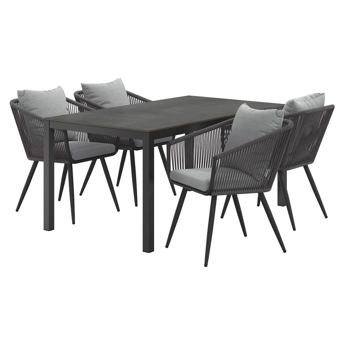 Hagemøbelsett Alex 4 plasser aluminium HPL side