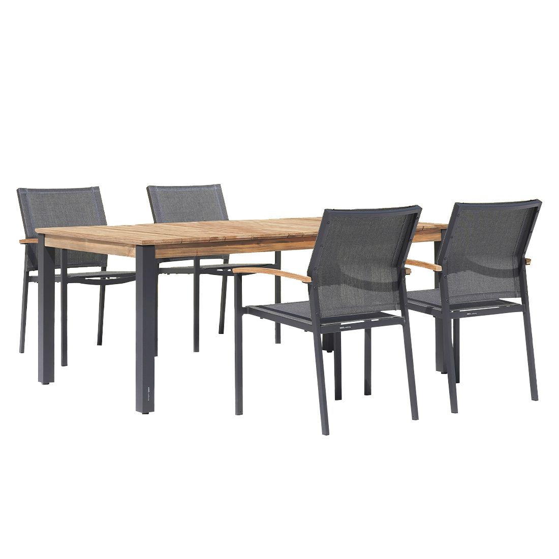 Hagemøbelsett Alex 4 plasser textilen og teak forfra