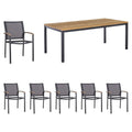 Hagemøbelsett Alex 6 plasser aluminium teak sett forfra