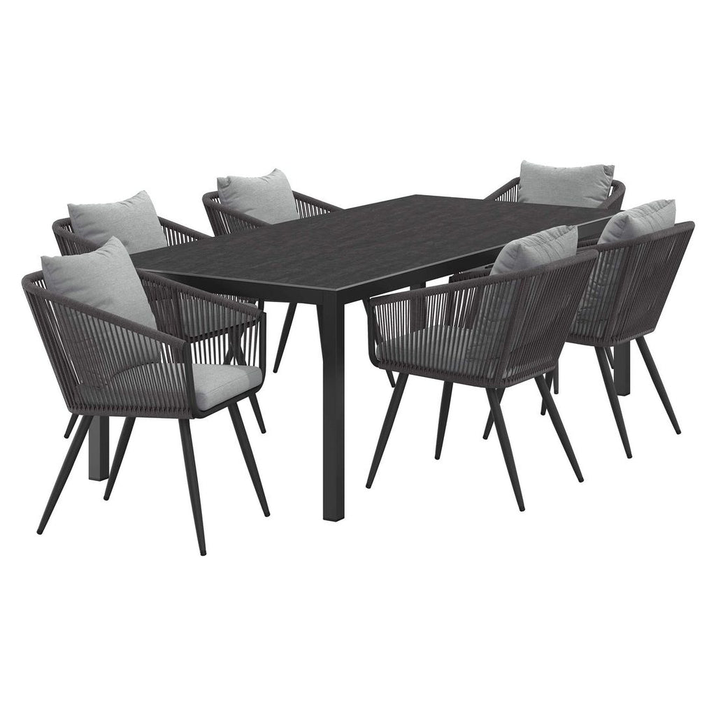 Hagemøbelsett Alex 6 plasser aluminium og keramikk bakside