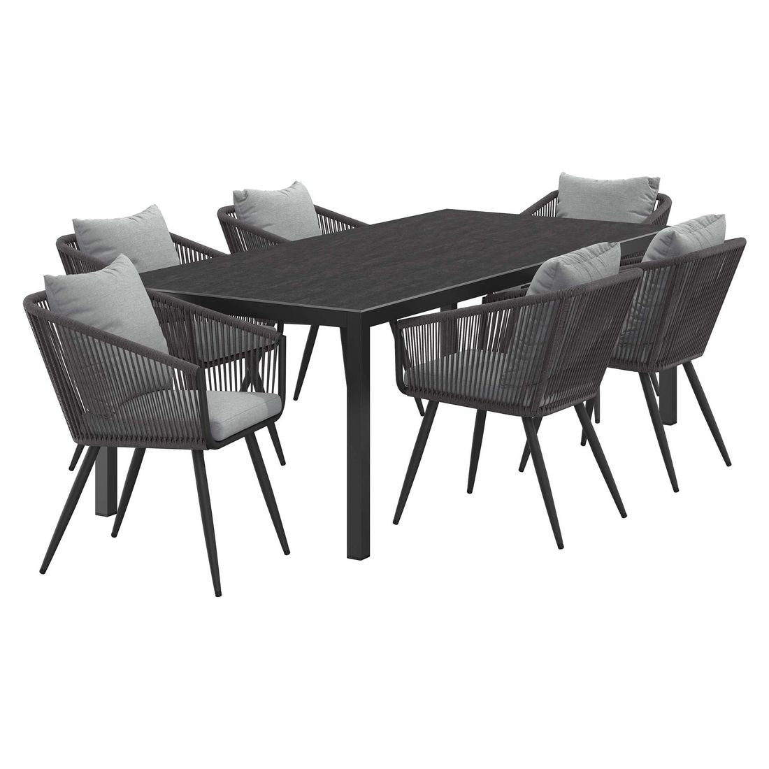 Hagemøbelsett Alex 6 plasser aluminium og keramikk bakside