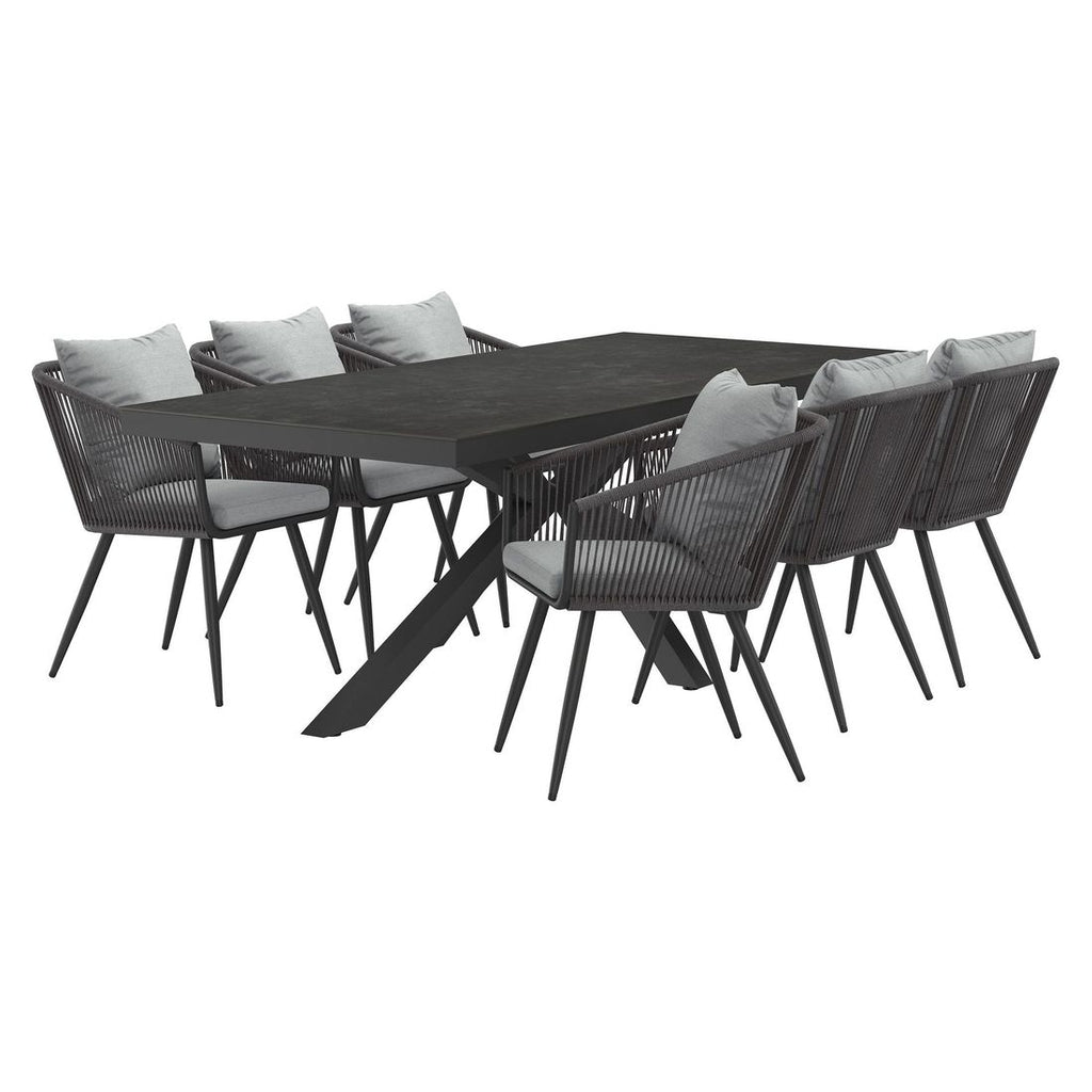 Hagemøbelsett Alex 6 plasser aluminium/keramikk 220x100 cm - OUTLIV bakside