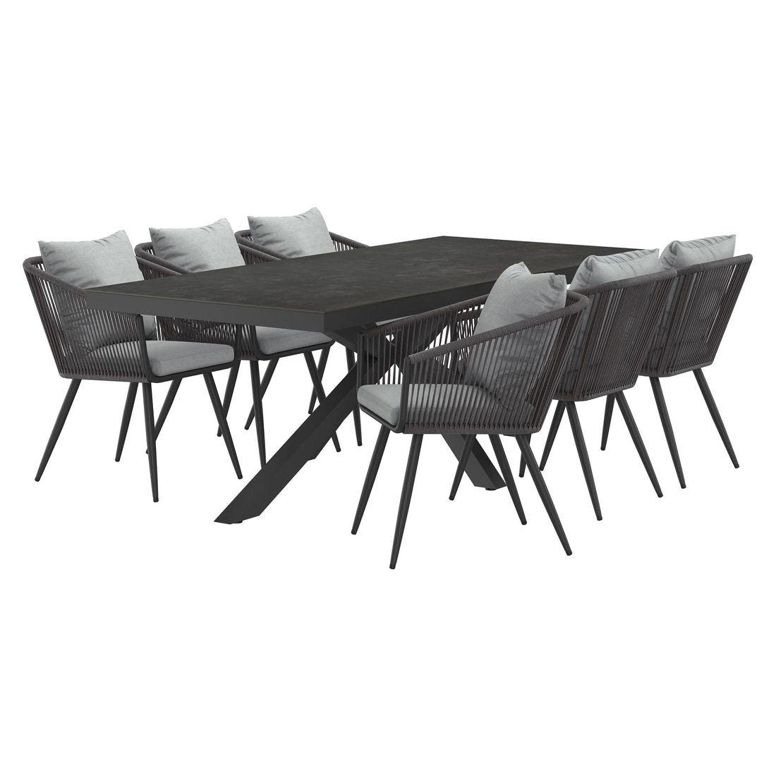 Hagemøbelsett Alex 6 plasser aluminium/keramikk 220x100 cm - OUTLIV bakside