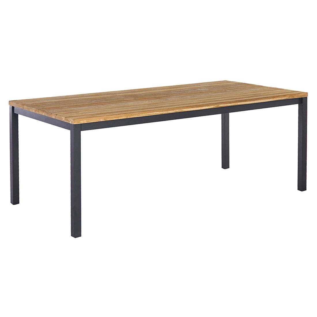 Hagemøbelsett Alex 6 plasser aluminium teak nærbilde av bordplate