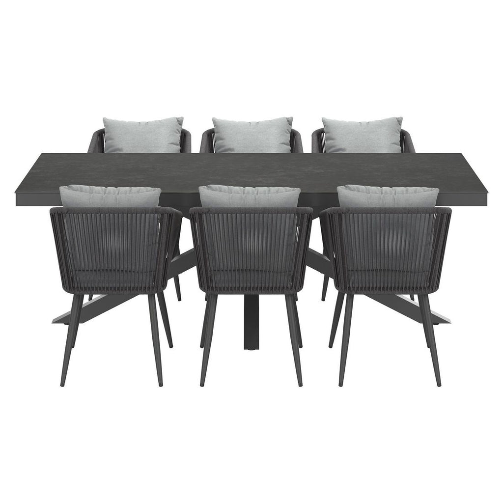 Montert Hagemøbelsett Alex 6 plasser aluminium/keramikk 220x100 cm - OUTLIV i uterom