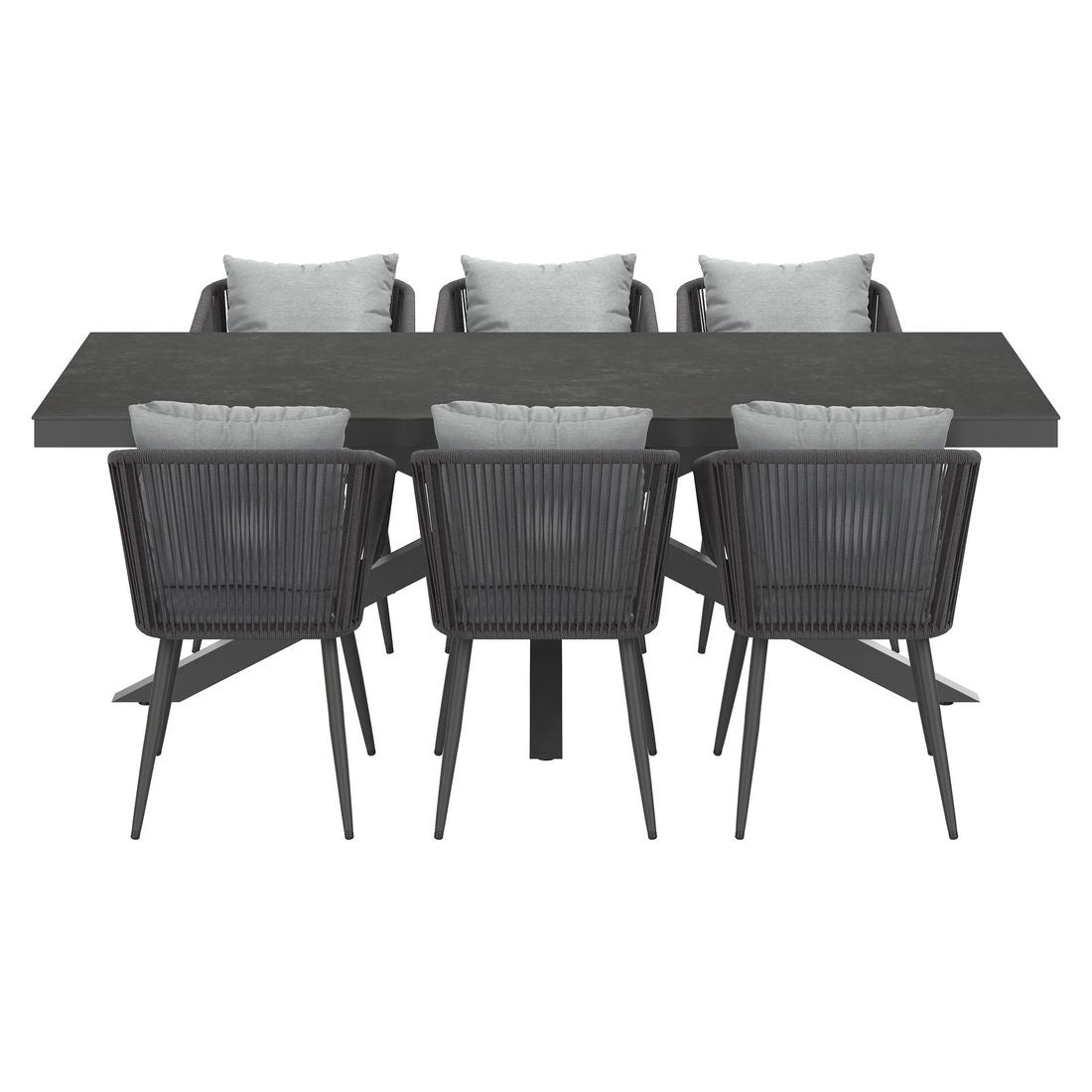 Montert Hagemøbelsett Alex 6 plasser aluminium/keramikk 220x100 cm - OUTLIV i uterom