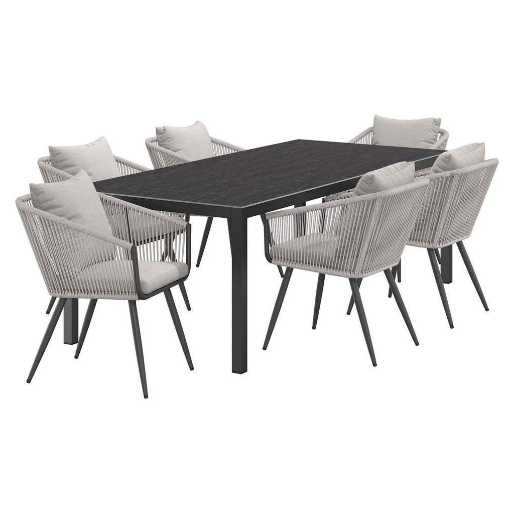 Hagemøbelsett Alex 6 plasser aluminium Dekton bakside