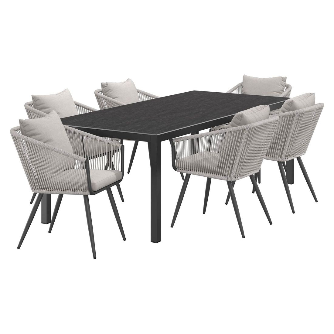 Hagemøbelsett Alex 6 plasser aluminium Dekton bakside