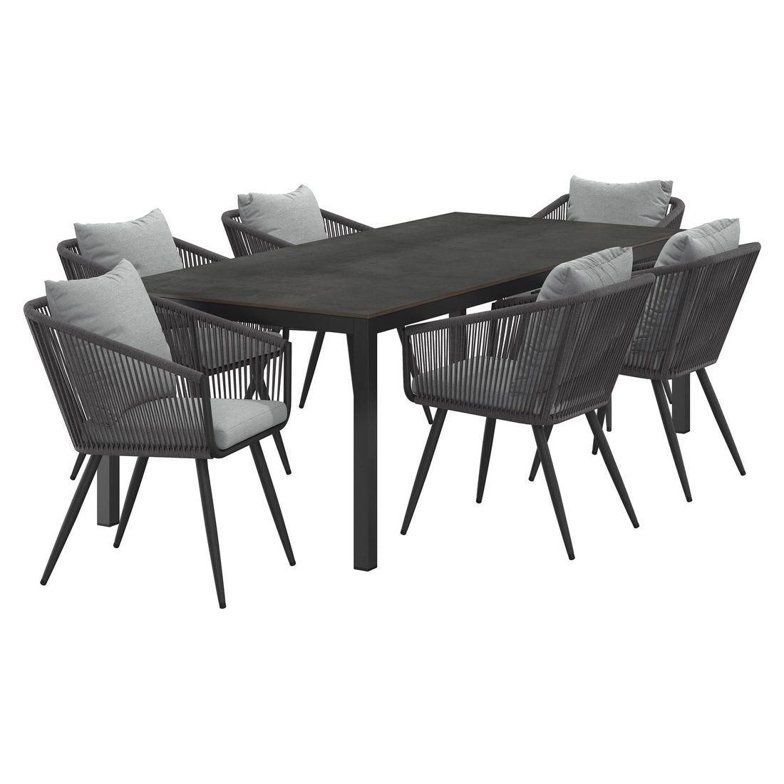 Hagemøbelsett Alex 6 plasser aluminium HPL bakside