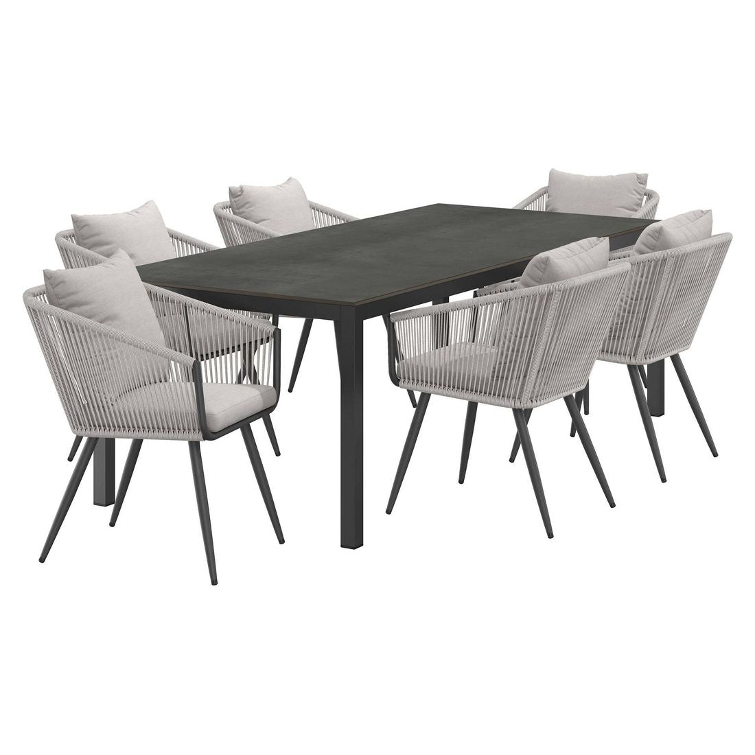Hagemøbelsett Alex 6 plasser aluminium HPL 220x100 cm - OUTLIV bakside