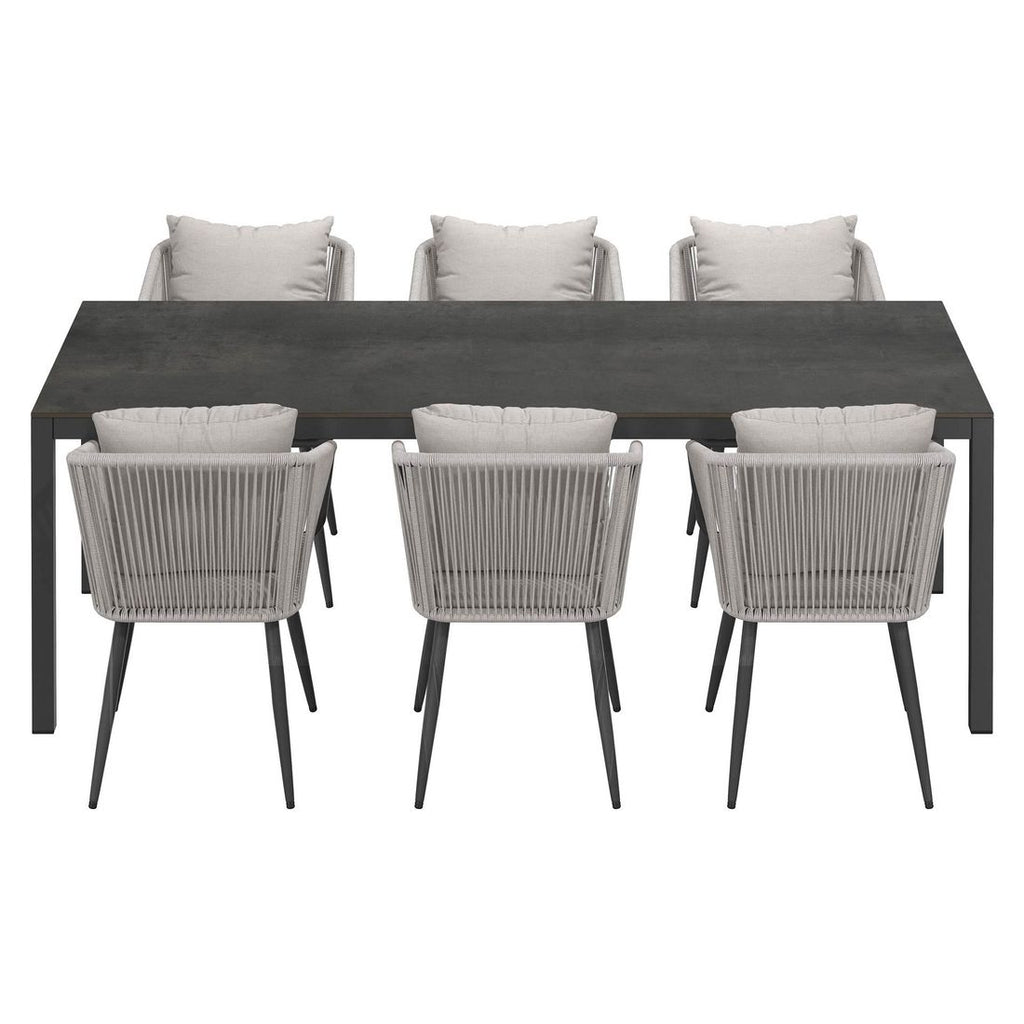 Montert Hagemøbelsett Alex 6 plasser aluminium HPL 220x100 cm - OUTLIV i uteområde