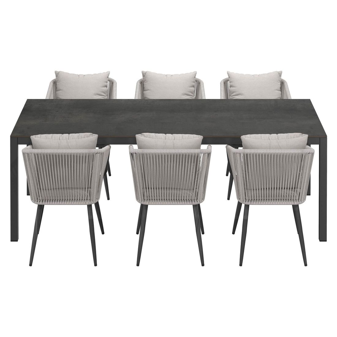 Montert Hagemøbelsett Alex 6 plasser aluminium HPL 220x100 cm - OUTLIV i uteområde