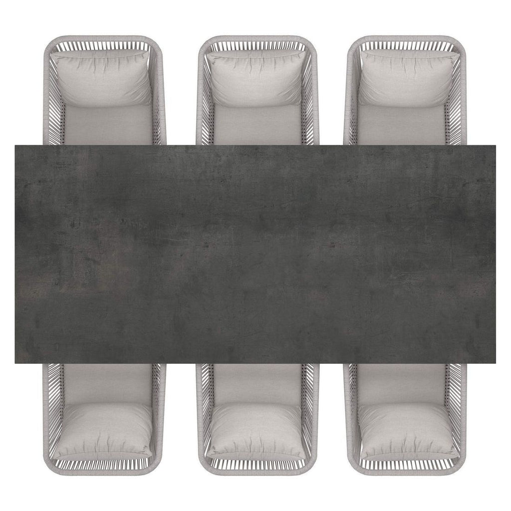 Nærbilde av tekstilmateriale på Hagemøbelsett Alex 6 plasser aluminium HPL 220x100 cm - OUTLIV