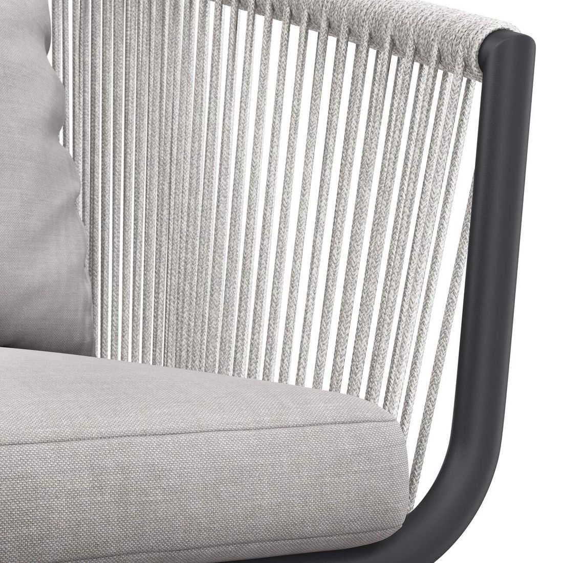 Nærbilde av Rope fletting på Hagemøbelsett Alex 6 plasser aluminium HPL 220x100 cm - OUTLIV